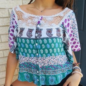 Patterned & Crocheted Tee